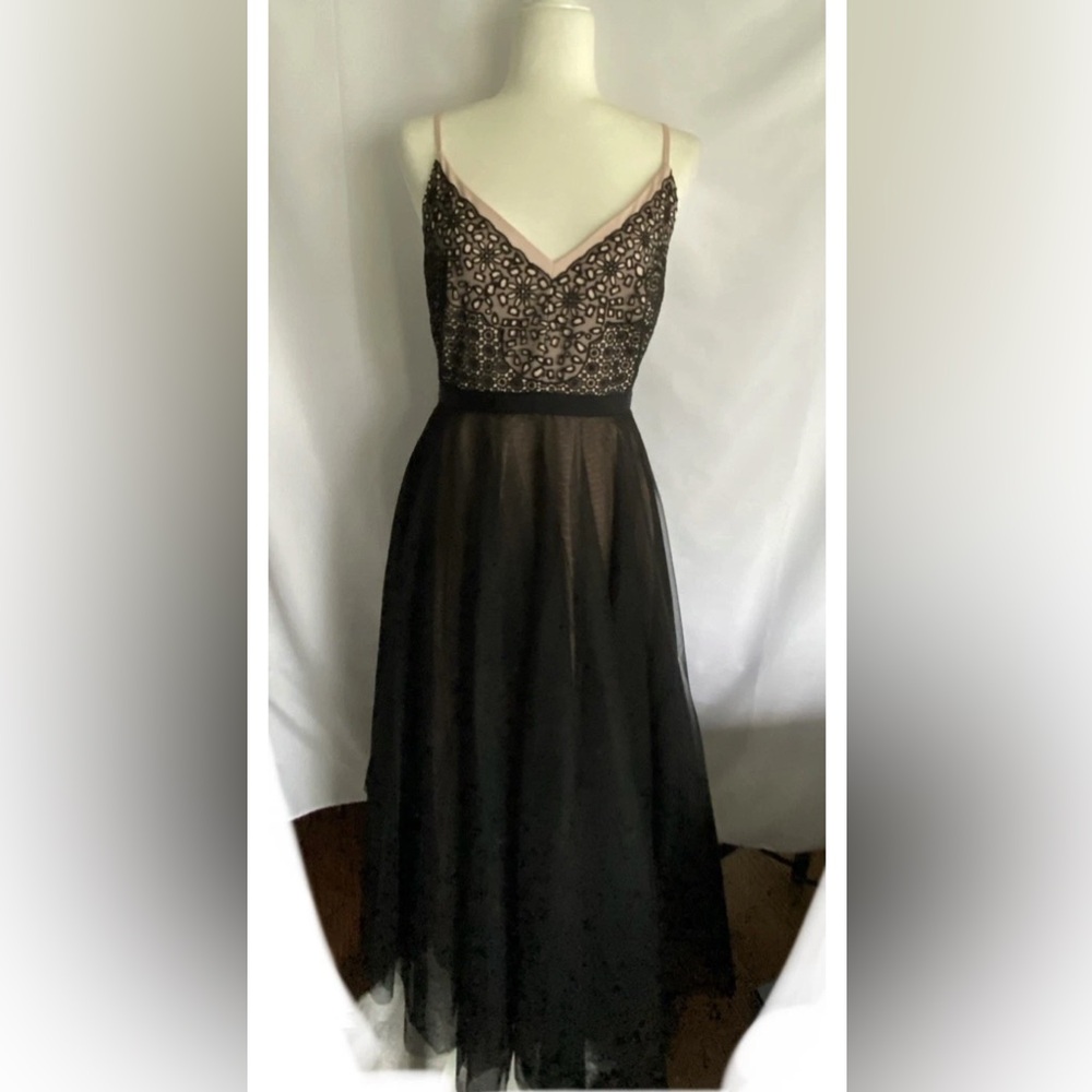 BCBG NWT Black Lace Midi Dress size S/M